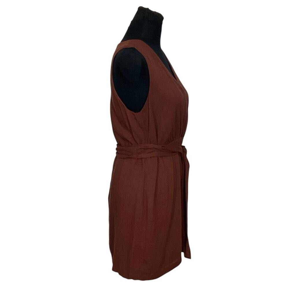 Sunday In Brooklyn Brown Linen Blend Faux Wrap Dress Small Anthropologie - Picture 3 of 10